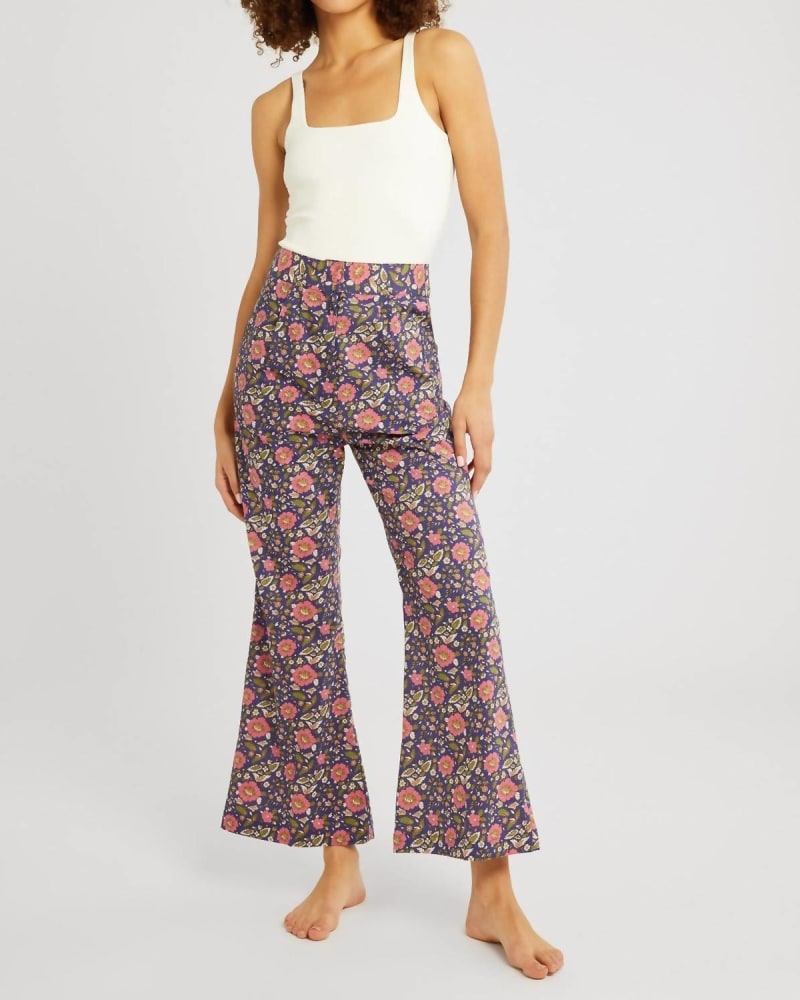 Front of a model wearing a size L Anita Pant In Primrose in Primrose by MILLE. | dia_product_style_image_id:352017